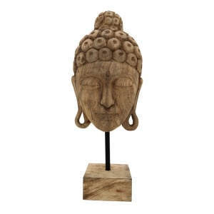 Διακοσμητικό Τραπεζιού Buddha Mask από φυσικό ξύλο μάνγκο και σίδερο 20x18.5x48.5 cm