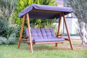 Διπλή Κούνια Κήπου Pera 2000, Ανθρακί, 200x110x180 cm - Img 2