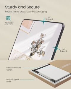 Επιδαπέδιος καθρέφτης Μαύρο Songmics 160x50x1.3 cm - Img 5