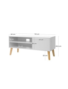 Έπιπλο τηλεόρασης, Vasagle, LTV09WT, Λευκό, 110 x 40 x 49 cm - Img 4