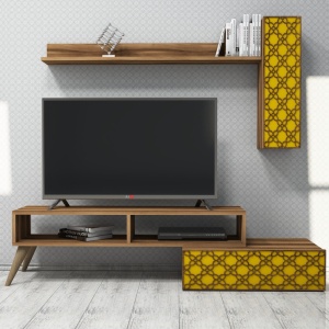 Έπιπλο TV Planet-Walnut, Yellow - Img 4