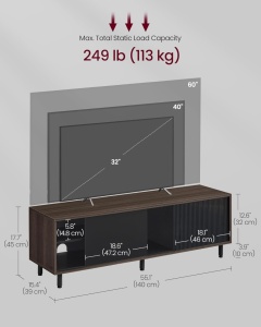 Έπιπλο TV Vasagle Καφέ 140x39x45 cm - Img 6
