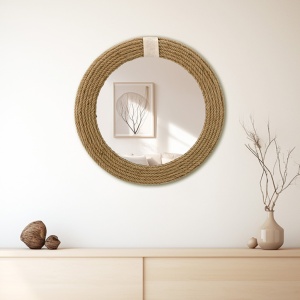 Επιτοίχιος καθρέφτης Rope 20767 Natural 60x2x60 cm - Img 2