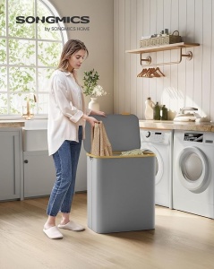 Καλάθι απλύτων Γκρι Songmics 60x38.5x70.5 cm - Img 2