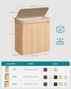 Καλάθι απλύτων Songmics Μπεζ 62.5x41.5x61 cm - Img 2