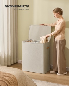 Καλάθι απλύτων Songmics Μπεζ 64x40x75 cm