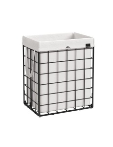 Καλάθι απλύτων, Songmics, 90L, Λευκό / Μαύρο, LCB190W01, 48 x 33 x 58 cm