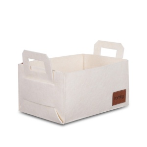 Καλάθι από τσόχα HMY-6259 Κρεμ 30x20x15 cm - Img 3