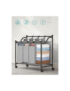 Καλάθι διαλογής απλύτων, Songmics, 4 x 35 L, LSF005, Γκρι - Img 3