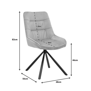 Καρέκλα Wori βελούδο σκούρο γκρι και πόδια metalice negre 48x56x82 cm - Img 8