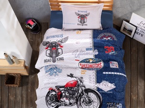 Κλινοσκεπάσματα si Κουβερλί Μονό, pentru copii, Road King Μπλε (Βαμβάκι 100%)