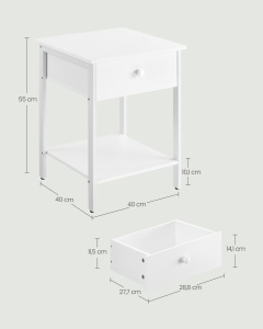 Κομοδίνο Vasagle Λευκό 40x40x55 cm - Img 5