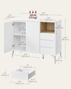 Κονσόλα Vasagle Λευκό 40x103.5x85 cm - Img 3