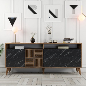 Κονσόλα Milan Walnut-Μαύρο