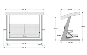 Κούνια Κήπου 3 Θέσεων Viva 2400, Ανθρακί, 237x100x175 cm - Img 13
