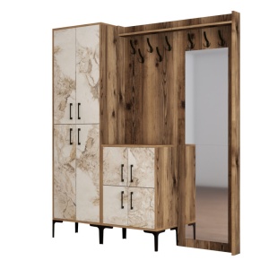 Κρεμάστρα Εισόδου Berlin ABC - Walnut, Λευκό Marble - Img 5