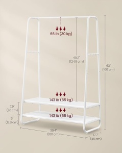 Κρεμάστρα Vasagle Λευκό 100x45x160 cm - Img 6