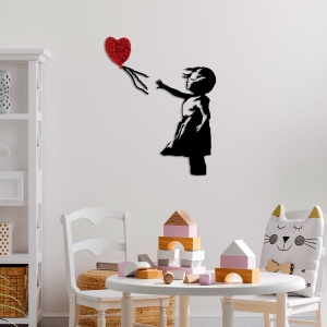 Μεταλλικός πίνακας Banksy Κόκκινο 105x85 cm - Img 2