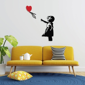 Μεταλλικός πίνακας Banksy Μαύρο 105x85 cm - Img 4