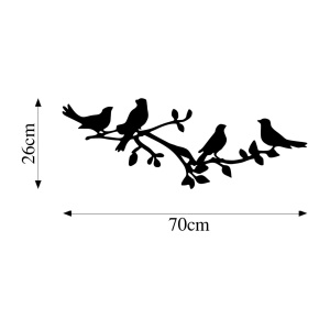 Μεταλλικός πίνακας Birds Μαύρο 70x26 cm - Img 5
