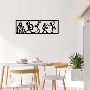 Μεταλλικός πίνακας Musicians Μαύρο 60x19 cm