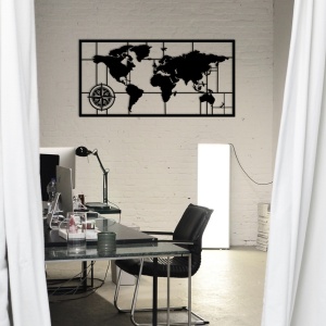 Μεταλλικός πίνακας World Μαύρο 121x60 cm