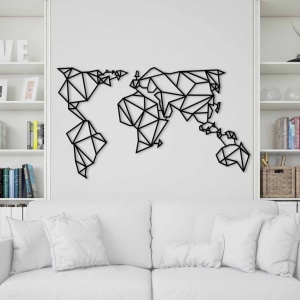 Μεταλλικός πίνακας World Μαύρο 140x80 cm