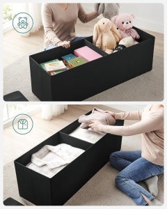 Μπαούλο Αποθήκευσης Μαύρο Songmics 38 x 110 x 38 cm - Img 7