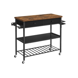 Νησίδα κουζίνας με ρόδες Vasagle Μαύρο 119x45x91 cm