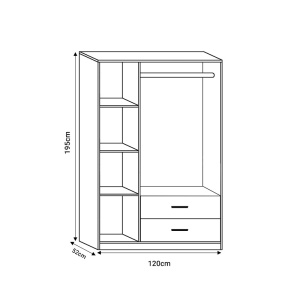 Ντουλάπα με 3 Πόρτες Edritte Pako World Ανοιχτό Καρυδί 120x52x195 cm - Img 5