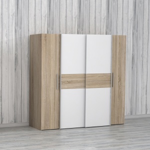 Ντουλάπα Closet 4 Πόρτες sonoma Δρυς Λευκό μελαμίνη 200x61.5x190.5 cm - Img 2