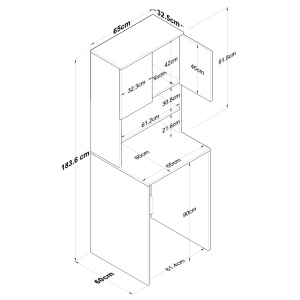 Ντουλάπι για Πλυντήριο Ρούχων KD101 Λευκό 65x183.6x60 cm - Img 12