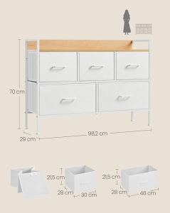 Ντουλάπι με Συρτάρια Songmics Μπεζ 98.2x29x70 cm - Img 3