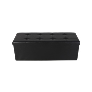 Οθωμανικό Παγκάκι Αποθήκευσης Songmics, Μαύρο, 110x38x38 cm - Img 7