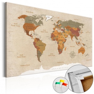 Πίνακας από φελλό - Beige Chic [Cork Map] 60x40 cm