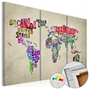 Πίνακας από φελλό - Colorful Countries [Cork Map] 60x40 cm