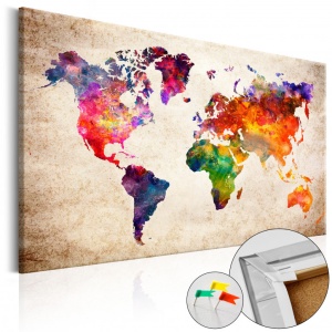 Πίνακας από φελλό - Colourful Universe [Cork Map] 120x80 cm
