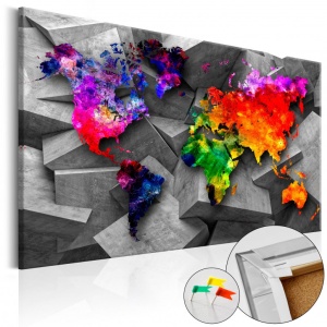 Πίνακας από φελλό - Cubic World [Cork Map] 120x80 cm