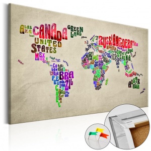 Πίνακας από φελλό - Global Tournée (EN) [Cork Map] 90x60 cm