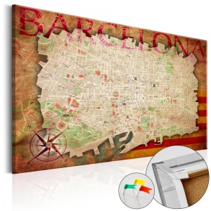 Πίνακας από φελλό - Map of Barcelona [Cork Map] 60x40 cm