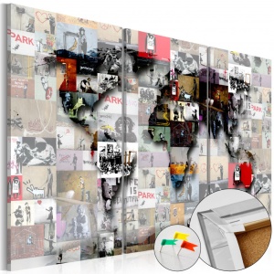 Πίνακας από φελλό - Modern World's Map [Cork Map] 120x80 cm