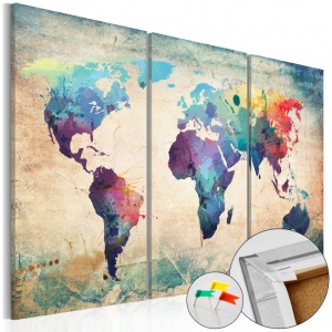 Πίνακας από φελλό - Rainbow Map [Cork Map] 60x40 cm