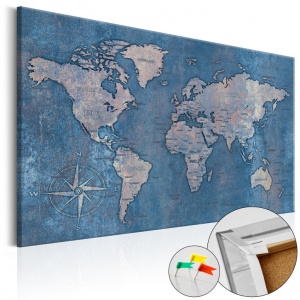 Πίνακας από φελλό - Sapphire Planet [Cork Map] 60x40 cm