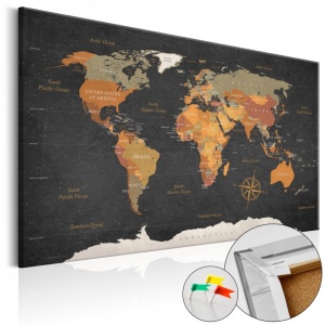 Πίνακας από φελλό - Secrets of the Earth [Cork Map] 120x80 cm