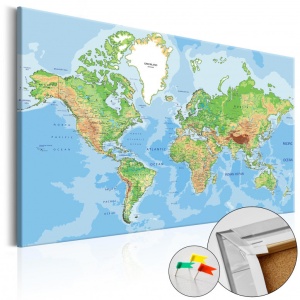 Πίνακας από φελλό - World Geography [Cork Map] 90x60 cm