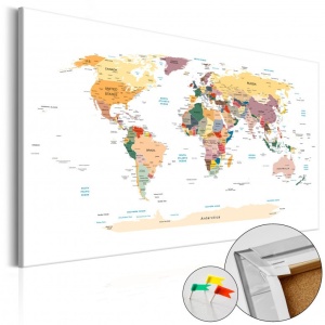 Πίνακας από φελλό - World Map [Cork Map] 90x60 cm
