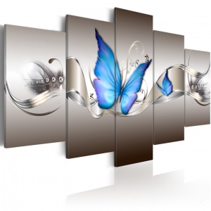 Πίνακας - Blue butterflies 100x50 cm