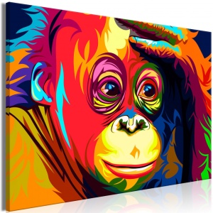 Πίνακας - Colourful Orangutan (1 Part) Wide 90x60 cm
