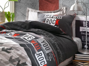 Παιδικά Κλινοσκεπάσματα με λάστιχο, Rock Κόκκινο (Βαμβάκι 100%) - Img 2