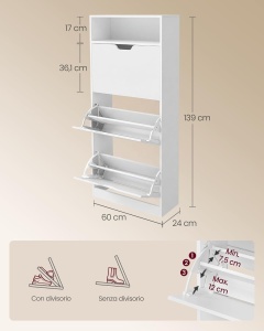 Παπουτσοθήκη Λευκό Vasagle 60x24x139 cm - Img 13